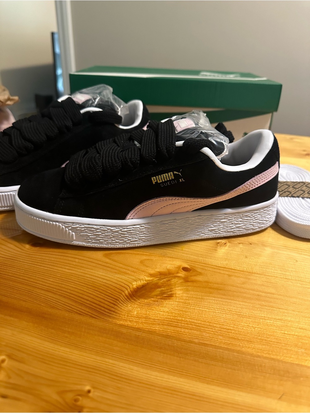 Puma Suede Classic Sneakers - Black with Light Pink Accent